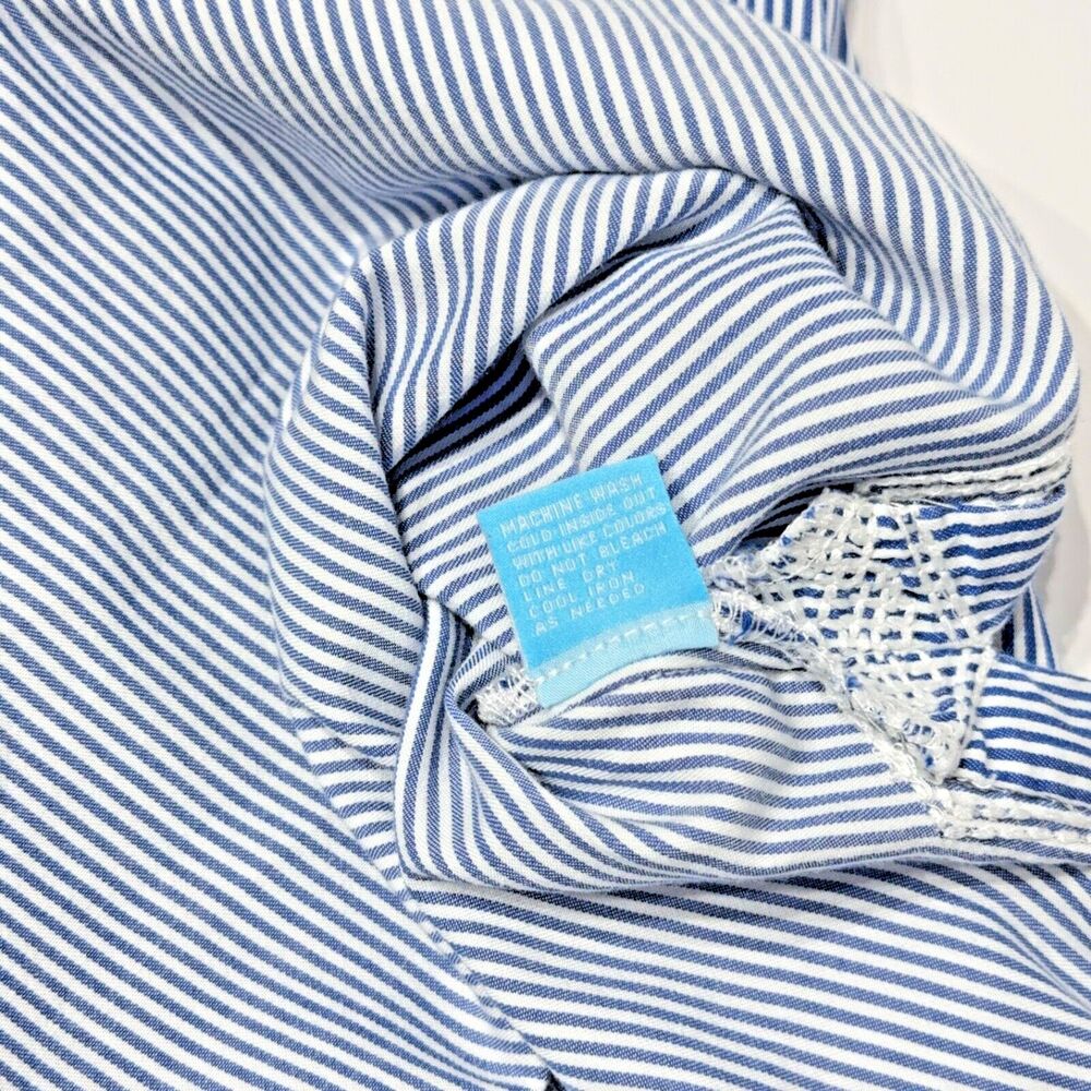 J. McLaughlin Blue Striped Lace Trim Blouse Tunic 3/4 Sleeve Women's Size S (A1) - Picture 15 of 16